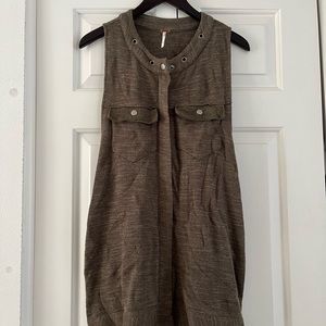 Free people long zip up vest